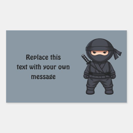 Sticker Rectangulaire Little Ninja Warrior on Grey (Devant)