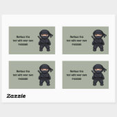 Sticker Rectangulaire Little Ninja Warrior on Sage Green (Feuille)