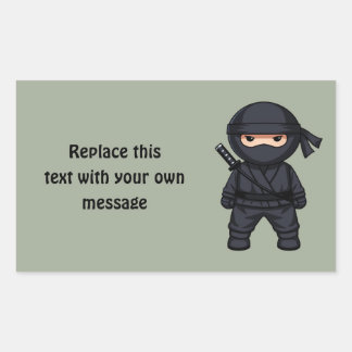 Sticker Rectangulaire Little Ninja Warrior on Sage Green