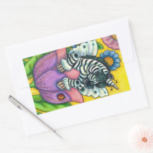 Sticker Rectangulaire LITTLE ZEBO WHIMSYNICKER, Imaginaire UNICORN ZEBRA