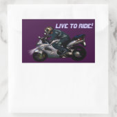 Sticker Rectangulaire Live To Ride Motorbiker (Sac)
