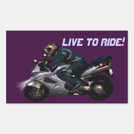 Sticker Rectangulaire Live To Ride Motorbiker (Devant)