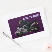 Sticker Rectangulaire Live To Ride Motorbiker (Enveloppe)