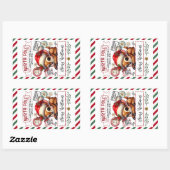 Sticker Rectangulaire Livraison spéciale de Noël de Cerfs mignons de San (Feuille)