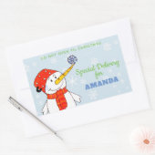 Sticker Rectangulaire Livraison spéciale jote cadeau de Noël Snowman (Enveloppe)