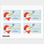 Sticker Rectangulaire Livraison spéciale jote cadeau de Noël Snowman (Feuille)