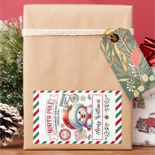 Sticker Rectangulaire Livraison spéciale Noël Snowman de Sant