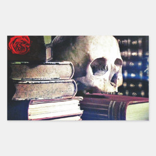 Sticker Rectangulaire Livre de crâne et d'orthographe sur les cadeaux, v