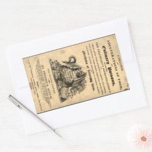 Sticker Rectangulaire Livre de poisons culinaires de 1820 crâne antique