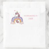STICKER RECTANGULAIRE LIVRE : UNICORN + RAINBOW (Sac)