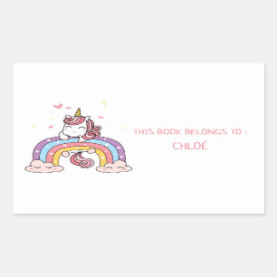 STICKER RECTANGULAIRE LIVRE : UNICORN + RAINBOW