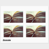 Sticker Rectangulaire livre vintage ouvrir ex libris (Feuille)