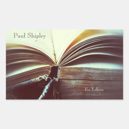 Sticker Rectangulaire livre vintage ouvrir ex libris (Devant)