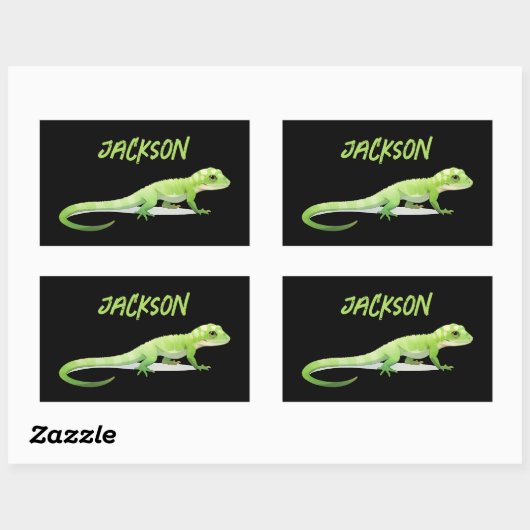 Sticker Rectangulaire Lizard Amical Avec Votre Nom (Feuille)