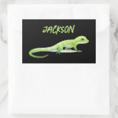 Sticker Rectangulaire Lizard Amical Avec Votre Nom (Sac)