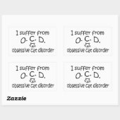 Sticker Rectangulaire L'O.C.D. Obsessive Cat Disorder (Feuille)