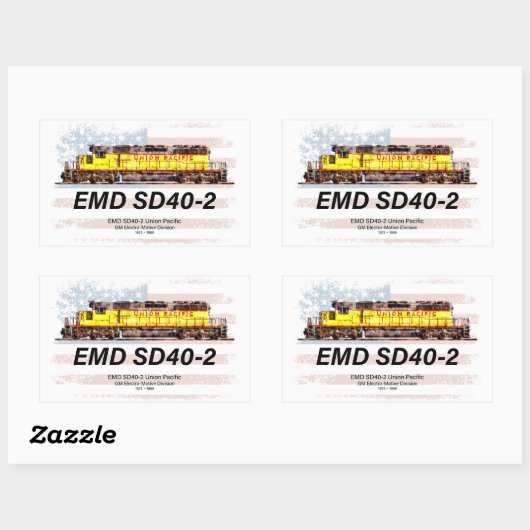 Sticker Rectangulaire Locomotive diesel EMD SD40-2. drapeau américain (Feuille)