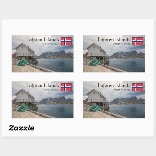 Sticker Rectangulaire Lofoten Norvège (Feuille)