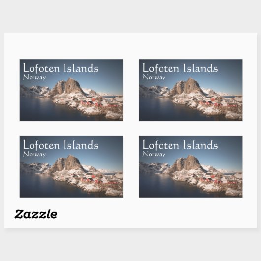 Sticker Rectangulaire Lofoten Norvège Souvenir (Feuille)