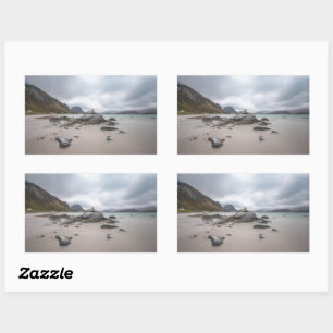 Sticker Rectangulaire Lofoten Ramberg Beach
