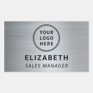 Sticker Rectangulaire Logo de l'entreprise Argent Professionnel