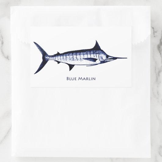 Sticker Rectangulaire Logo de Marlin bleu (Sac)