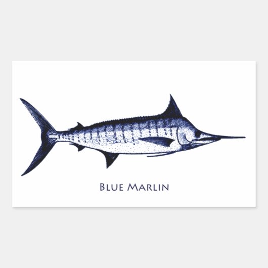 Sticker Rectangulaire Logo de Marlin bleu (Devant)