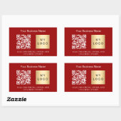 Sticker Rectangulaire logo de nom d'entreprise code qr rouge (Feuille)