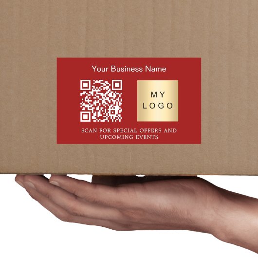 Sticker Rectangulaire logo de nom d'entreprise code qr rouge