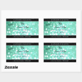 Sticker Rectangulaire Logo de Parties scintillant Turquoise brillant Éti (Feuille)