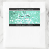 Sticker Rectangulaire Logo de Parties scintillant Turquoise brillant Éti (Sac)