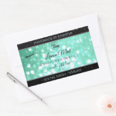 Sticker Rectangulaire Logo de Parties scintillant Turquoise brillant Éti (Enveloppe)