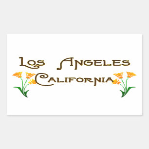 Sticker Rectangulaire Logo de pavots d'art déco de Los Angeles la