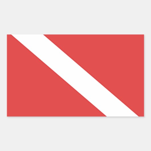 Sticker Rectangulaire Logo de plongée sous-marine - Drapeau blanc rouge  (Devant)