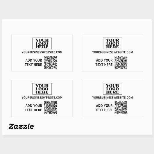 Sticker Rectangulaire Logo d'entreprise et code QR (Feuille)