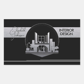 Sticker Rectangulaire Logo design d'intérieur ou architecte Noir et acie