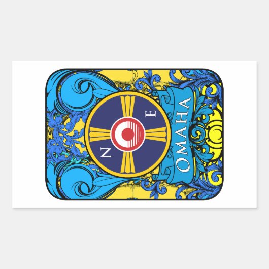 STICKER RECTANGULAIRE LOGO D'OMAHA NEBRASKA (Devant)