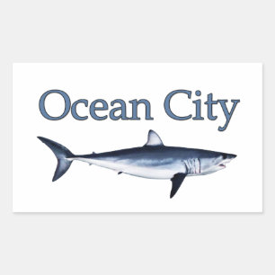 Sticker Rectangulaire Logo du Maryland de ville d'océan (requin de mako)