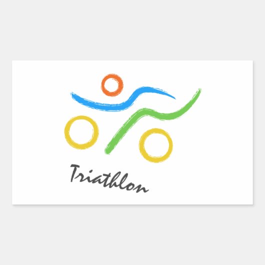 Sticker Rectangulaire Logo du triathlon (Devant)