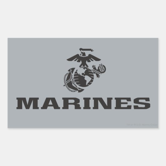 Sticker Rectangulaire Logo en noir empilé USMC (Devant)