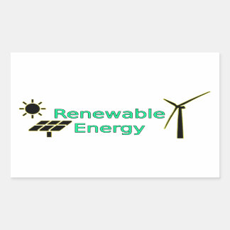 Sticker Rectangulaire Logo Énergie renouvelable Panneaux solaires Turbin