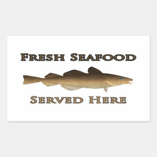 Sticker Rectangulaire Logo frais de fruits de mer (morue atlantique)