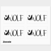 Sticker Rectangulaire Logo graphique Wolf Text (Feuille)