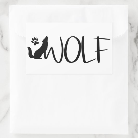 Sticker Rectangulaire Logo graphique Wolf Text (Sac)