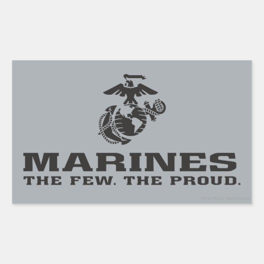 Sticker Rectangulaire Logo noir empilé USMC "The Rew, The Fiers" (Devant)