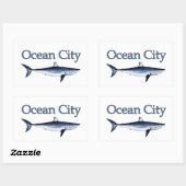 Sticker Rectangulaire Logo Ocean City Maryland (requin mako) (Feuille)