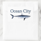 Sticker Rectangulaire Logo Ocean City Maryland (requin mako) (Sac)