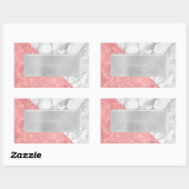 Sticker Rectangulaire Logo rectangulaire métallique en marbre rose rose  (Feuille)