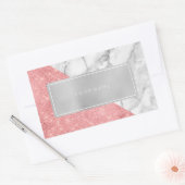 Sticker Rectangulaire Logo rectangulaire métallique en marbre rose rose  (Enveloppe)