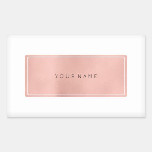 Sticker Rectangulaire Logo rectangulaire métallique en poudre or rose (Devant)